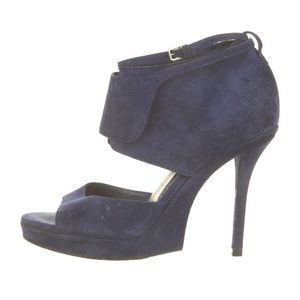YVES SAINT LAURENT blue suede pumps sandals